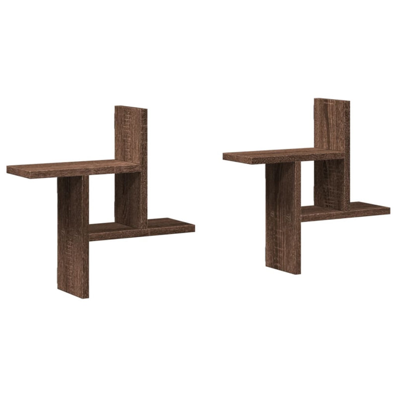 Rocchi Floating Shelf, 38cm H x 38cm W x 12cm, Brown Oak