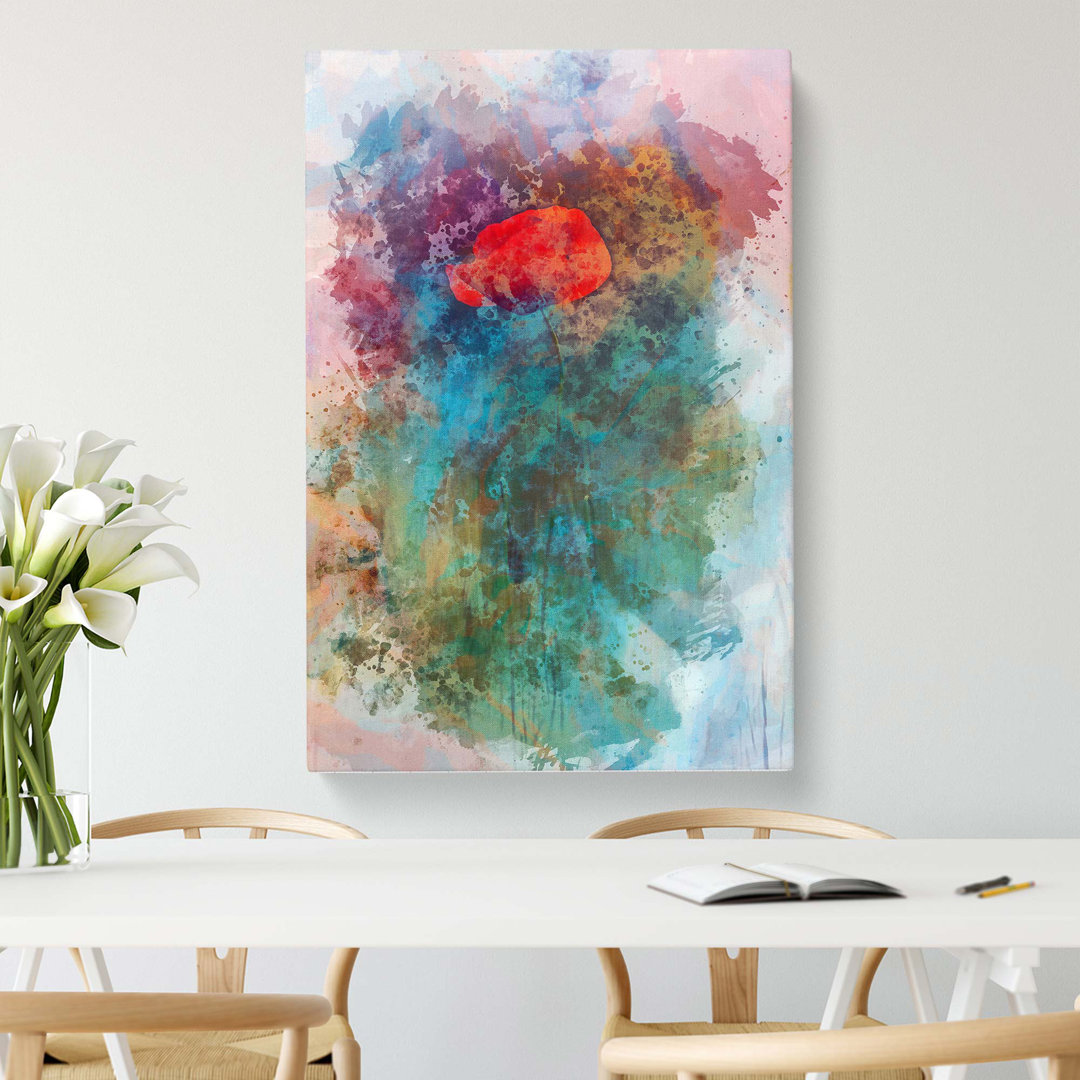 A Lone Poppy Flower In Abstract - Wrapped Canvas