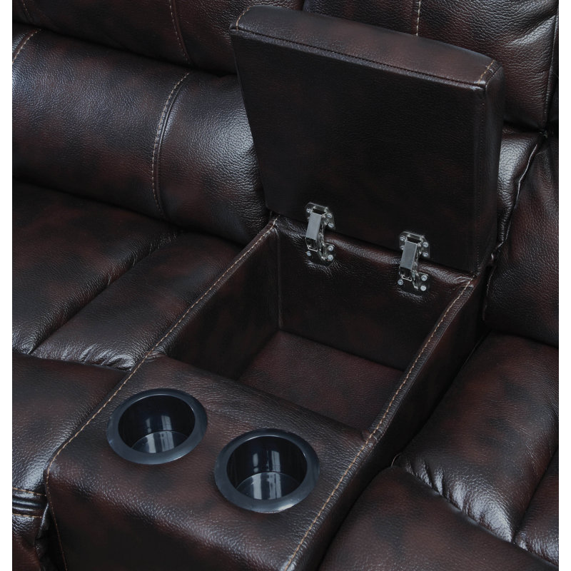 Causeuse de cinéma home, Simili cuir brun foncé