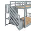 Twin Over Twin Floor Bunk Bed With Storage Ladder, Grey-1254391396