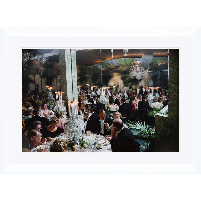 Party At Romanoff's Print by Slim Aarons, White Single Picture Framed, 30" H x 41" W x 1.5" D