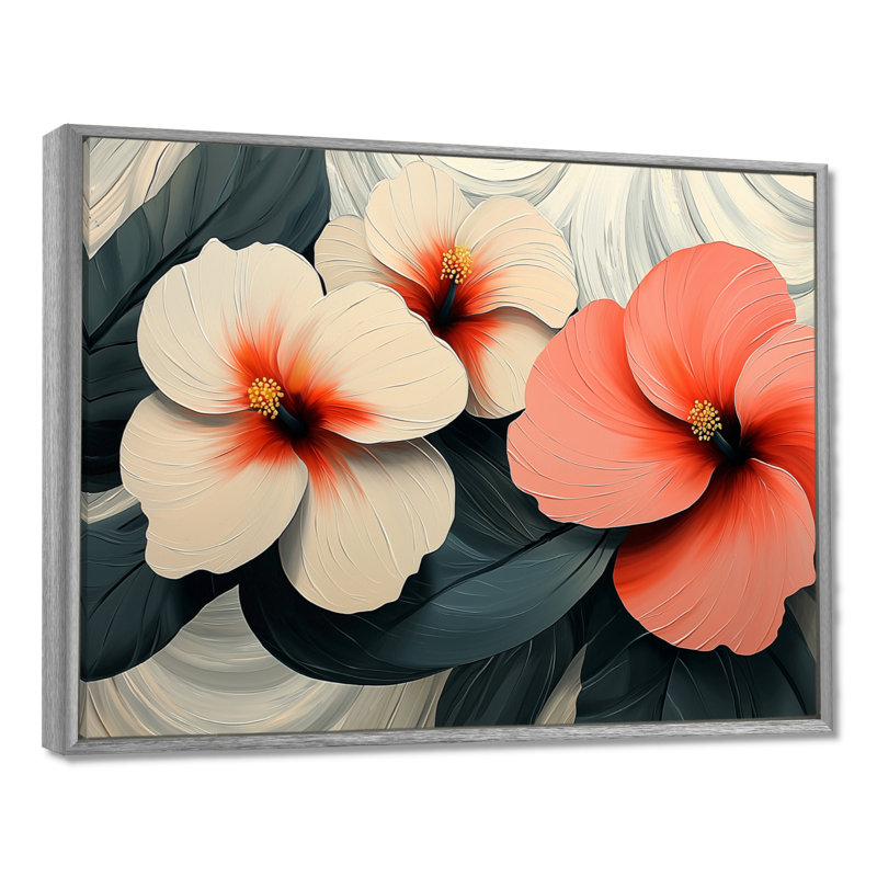 Cordelro coucher de soleil hibiscus liquide art harmonie I - Hibiscus Wall Art Decor, Argent, H 12 po x l 20 po