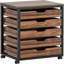 Commode de rangement en bois à 5 tiroirs avec roulettes