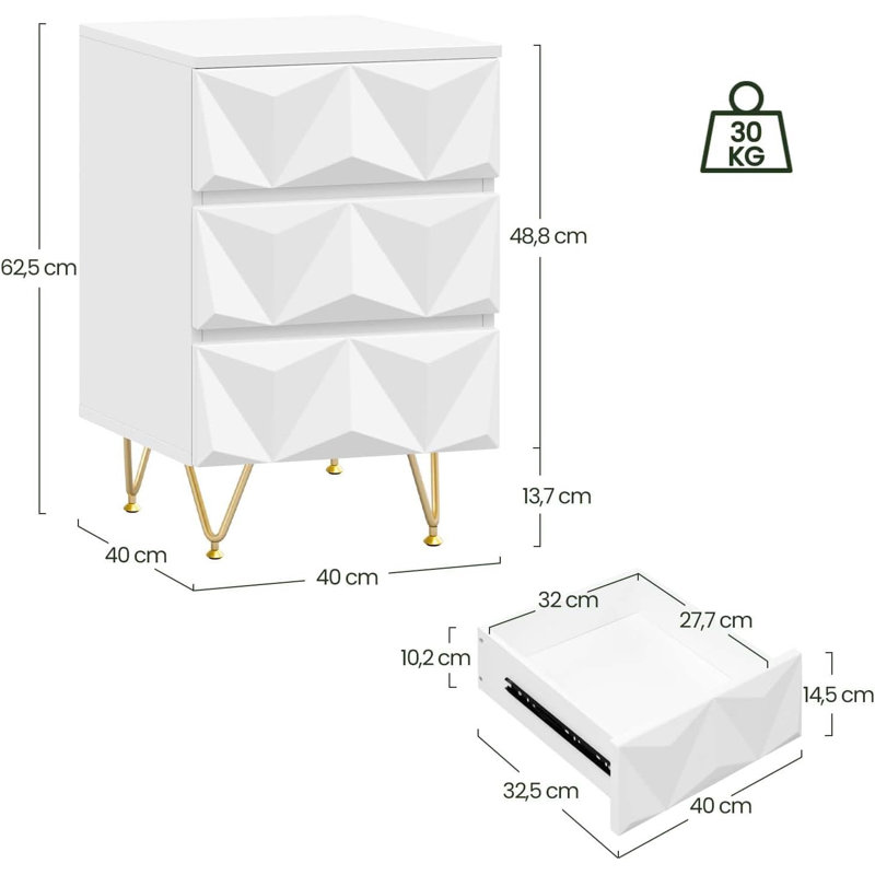 Armadeo 40cm W Bedside Table