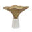 Aluminum Calla Lily Sculpture  on White Marble Base - 10.5x8x9" - Gold/White