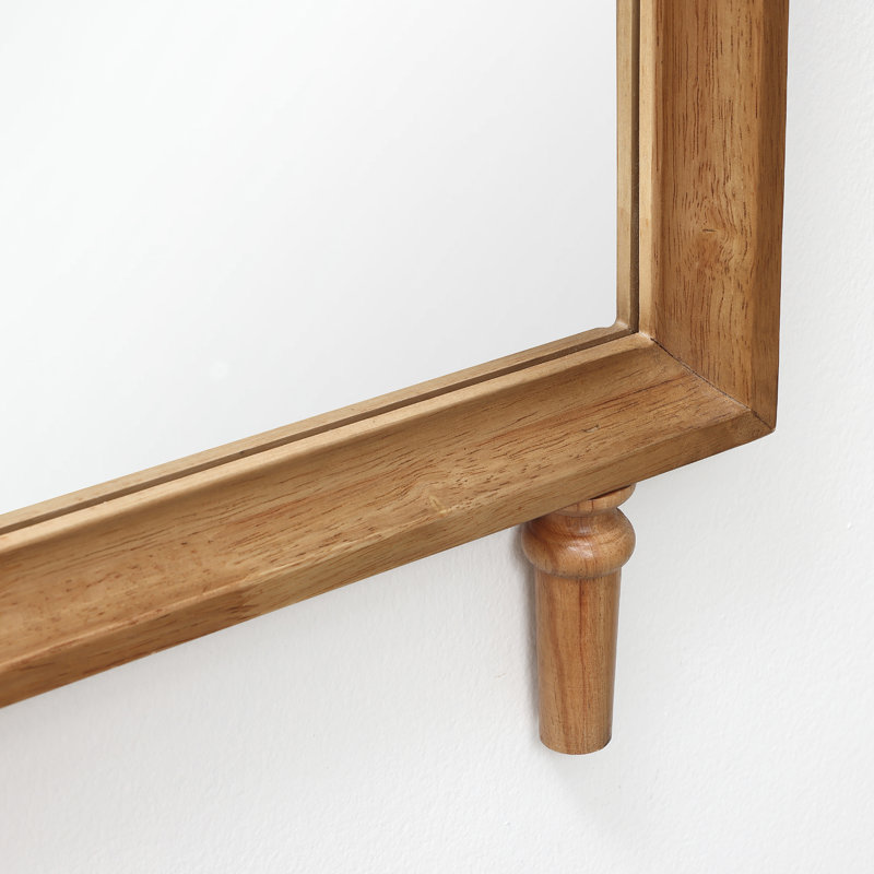 39.6'' Arched Solid Wood Frame Wall Mirror, Organic Modern Decorative Accent Mirror