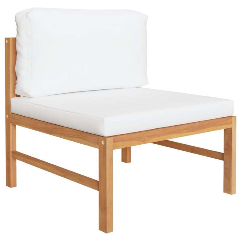Ensemble de chaises longues modulaires d'extérieur 2 pièces, table, crème et brun