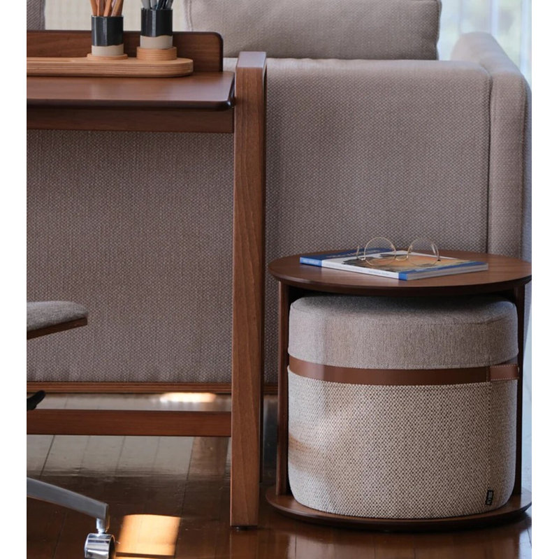 Mono Kangaroo Solid Wood End Table, Light Walnut/Gray