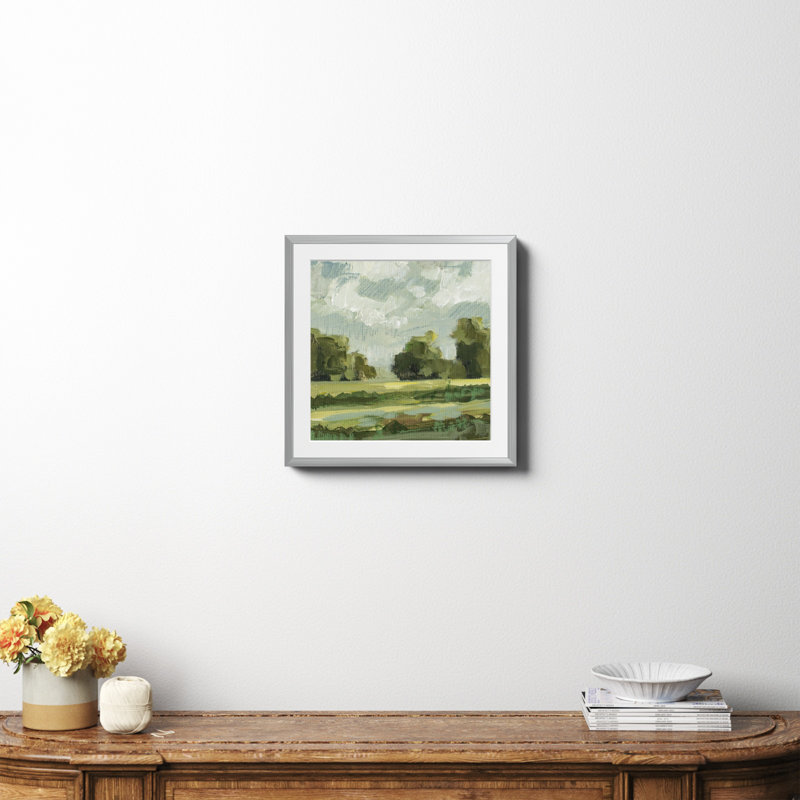 Abstrait paysage paire 12 par Miss Mustard Seed, Papier avec cadre argenté, Oui, H 20 po x l 20 po x P 0,75 po