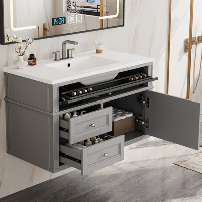 Meuble-lavabo flottant 36 po avec lavabo en céramique 36 po