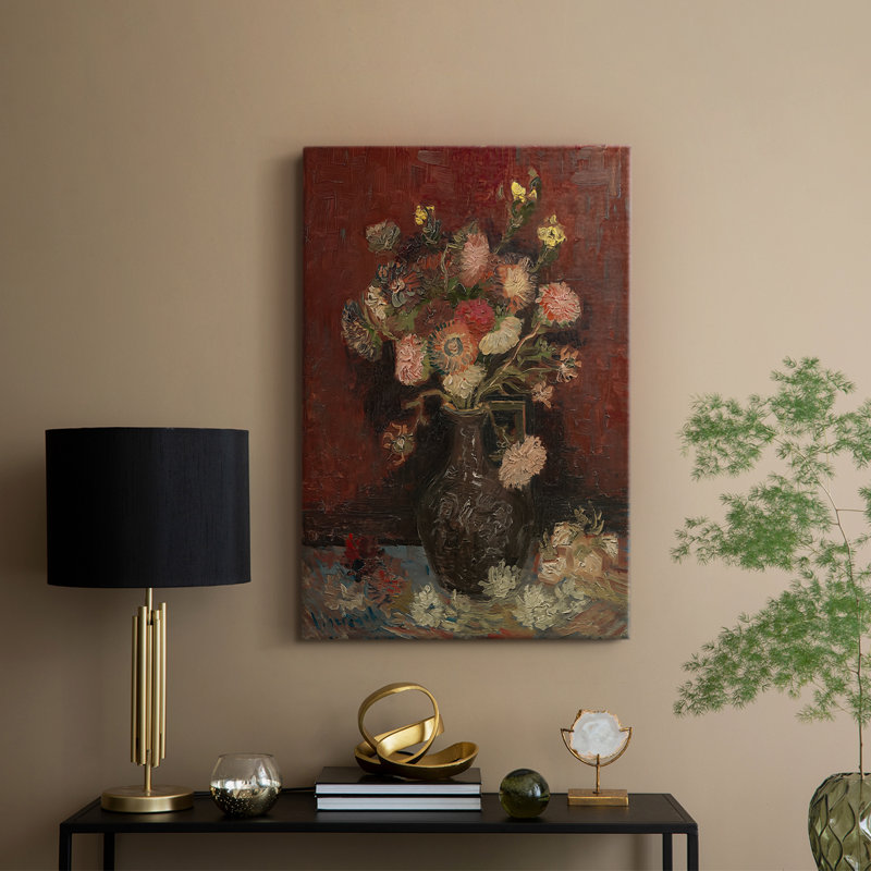 Vase avec asters chinois et glaïeuls - Toile tendue avec châssis par Vincent van Gogh, 12 x 18