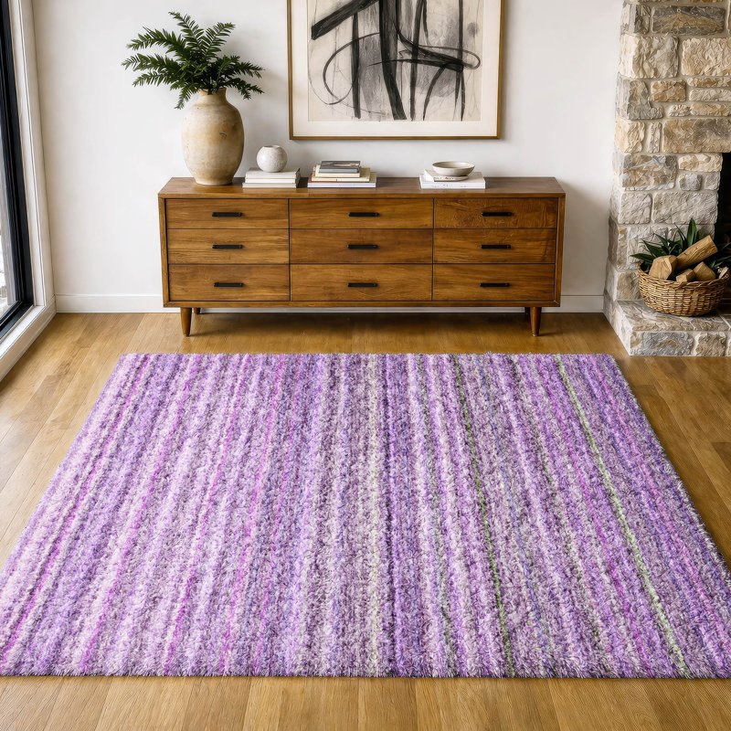 Tapis à poils longs de qualité supérieure lavable à la machine Dream ADS598, Purple, 9' x 12'