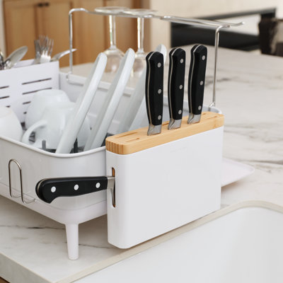 Knife Block Dishrack Attachment, White Steel