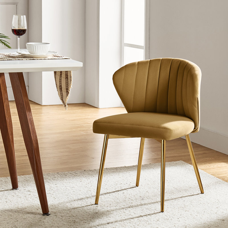 Fauteuil d'appoint moderne en velours avec dossier capitonné H 29 po Leona, Velours Gloden