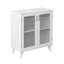 Rangement pour armoire de salon moderne avec 2 portes en verre et tablette réglable blanc