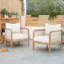 Fauteuil club d'extérieur en bois d'acacia avec filet PVC-coated polyester et coussins imperméables