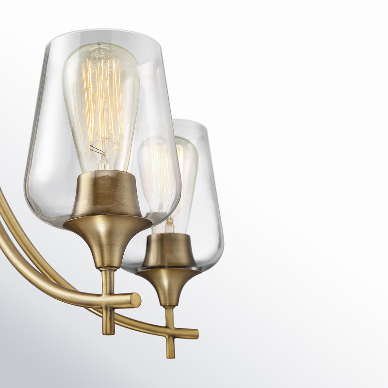 Breena 5-Light Chandelier, Laiton chaleureux, Clair