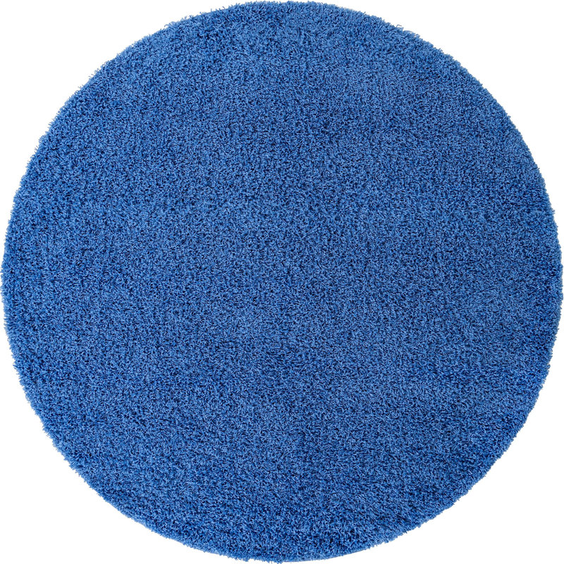 Tapis à poils longs Sybil - Bleu, Rond 7 pi