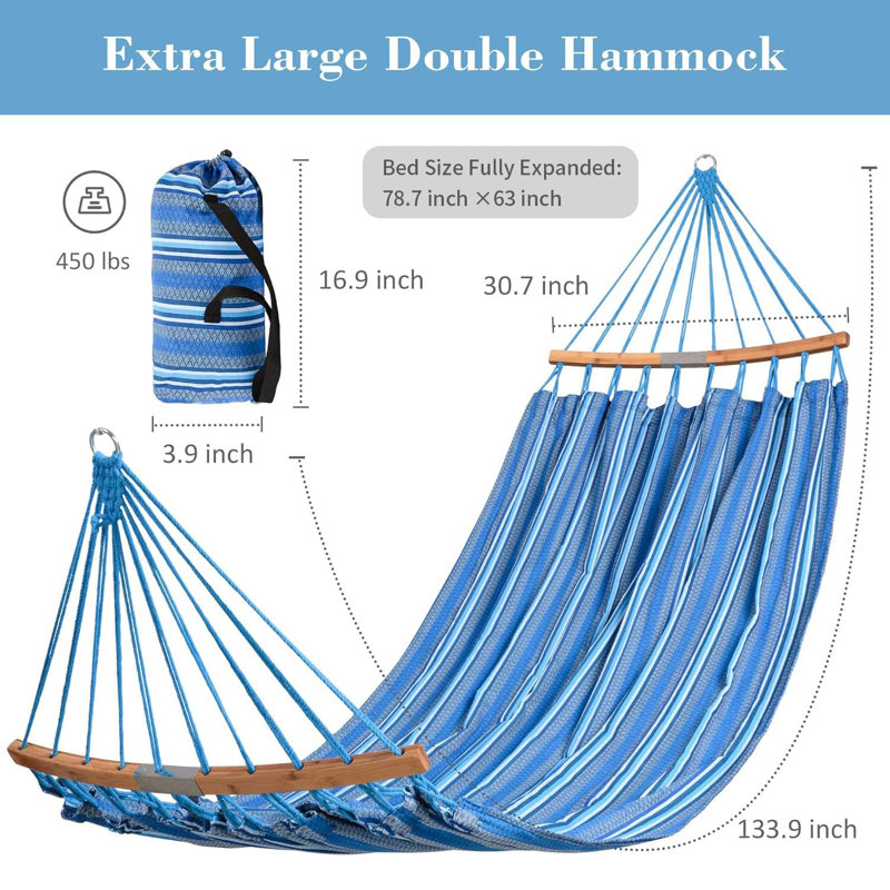 Hamacs doubles avec barre d'écartement incurvée