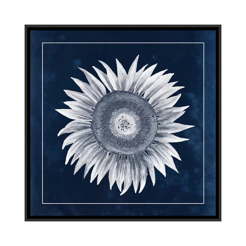 « moon fleur i », impression sur toile, H 37 po x l 37 po x P 1,5 po, Toile avec cadre flottant noir, Pas de tapis