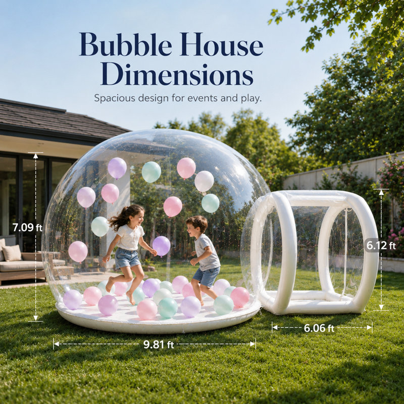 13 FT PVC Inflatable Bubble Balloon House with Tunnel & Blower, Clear Bubble Tent for Kids Parties, Birthdays, Weddings & Backyard Events