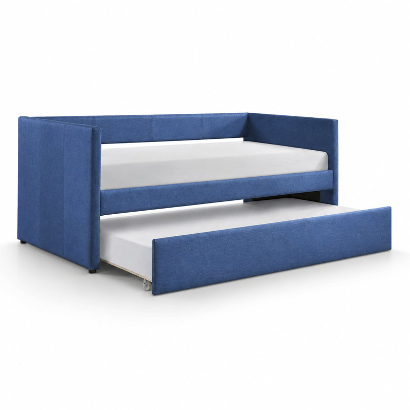 Nestlecove Upholstered Daybed With Pullout Trundle, Blue