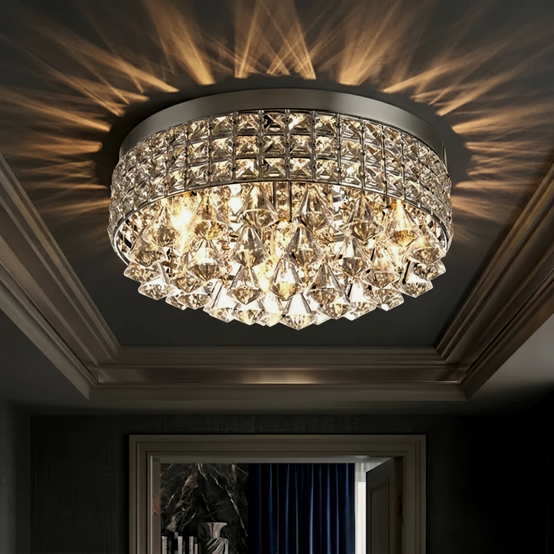 Theodora 15" W 4-Light Dimmable Drum Flush Mount , Chrome