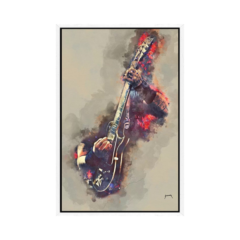 James Hetfield's Electric Guitar - Print on Canvas, 101.6 cm H x 66.04 cm W, White Framed