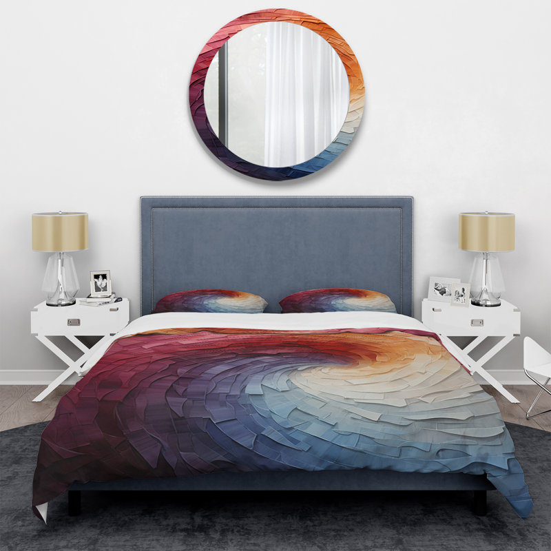 Colourful Rainbow Wave I - Rainbow Duvet Cover Set, King Duvet Cover + 2 King Shams
