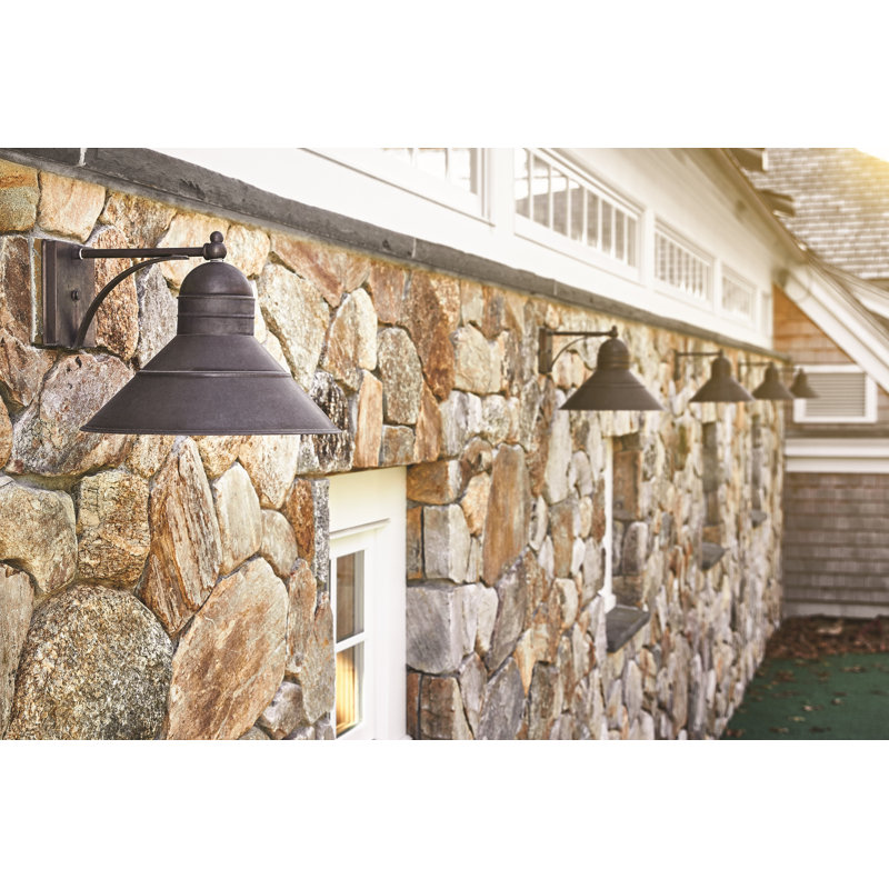 Barn 1 - Light Outdoor Armed Sconce, 8.25" H x 9.75" W x 9.75" D, Dark Brass