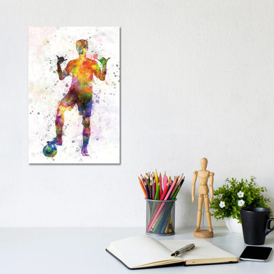 Soccer Football Player Young Man Saluting by Paul Rommer - Wrapped Canvas Print