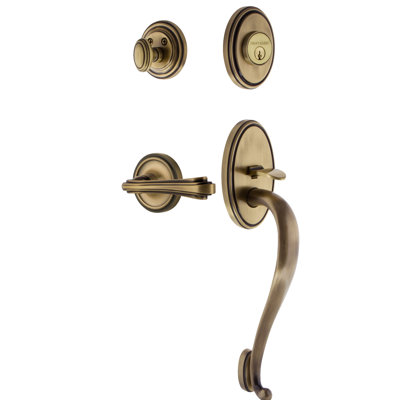 Nostalgic Warehouse Classic Plate S Grip Handleset with Single Cylinder Deadbolt and Fleur Lever