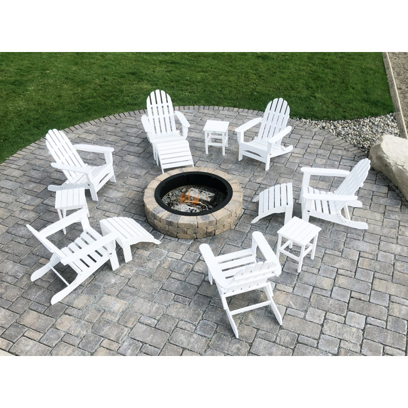 Leighton Foldable Outdoor Adirondack Set, White