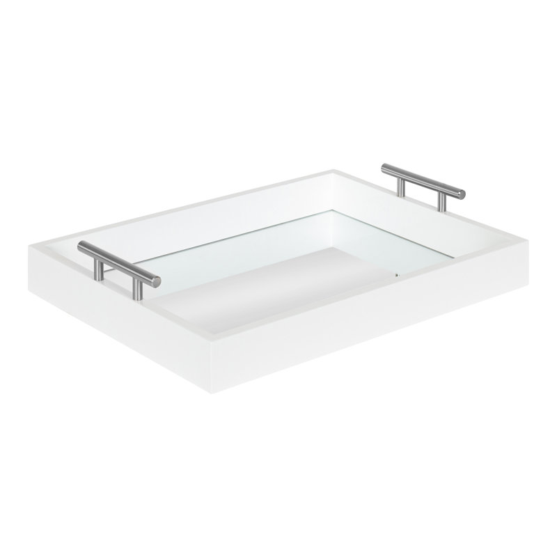 Norvan Manufactured Wood Decorative Tray , White/Silver
