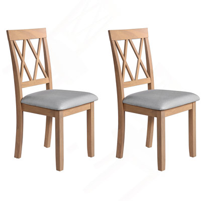 Ensemble de 2 chaises de salle à manger rembourrées élégantes avec pieds en bois massif et siège rembourré pour une expérience culinaire confortable.