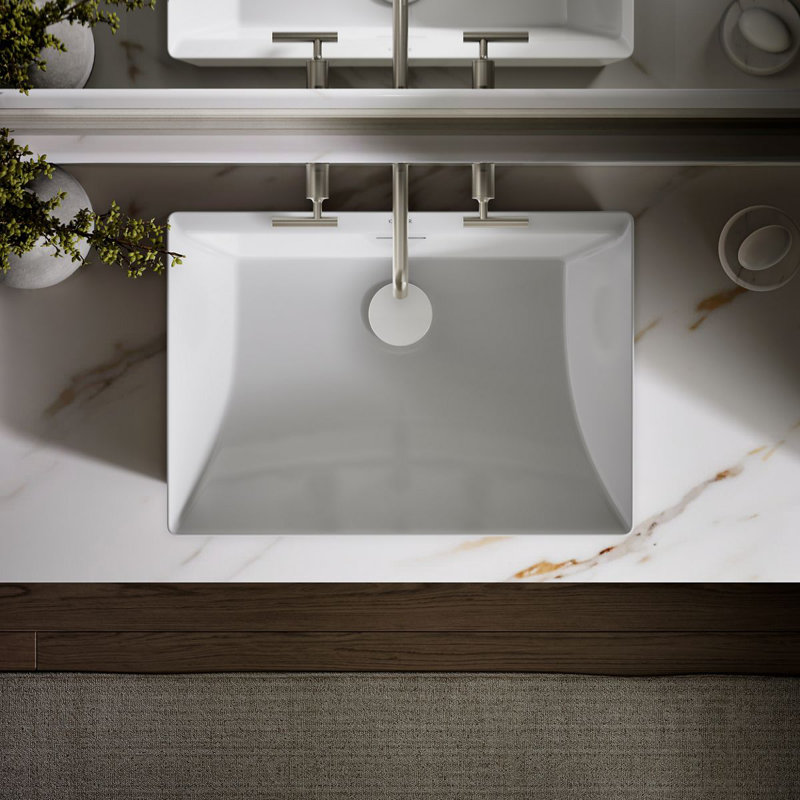Brazn Rectangle Vessel Bathroom Sink, White, White
