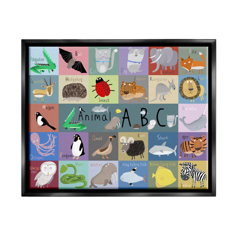 "Divers animaux" par Carla Daly - Impression sur toile, H 25 po x l 31 po x P 1,7 po, Cadre flottant noir de jais