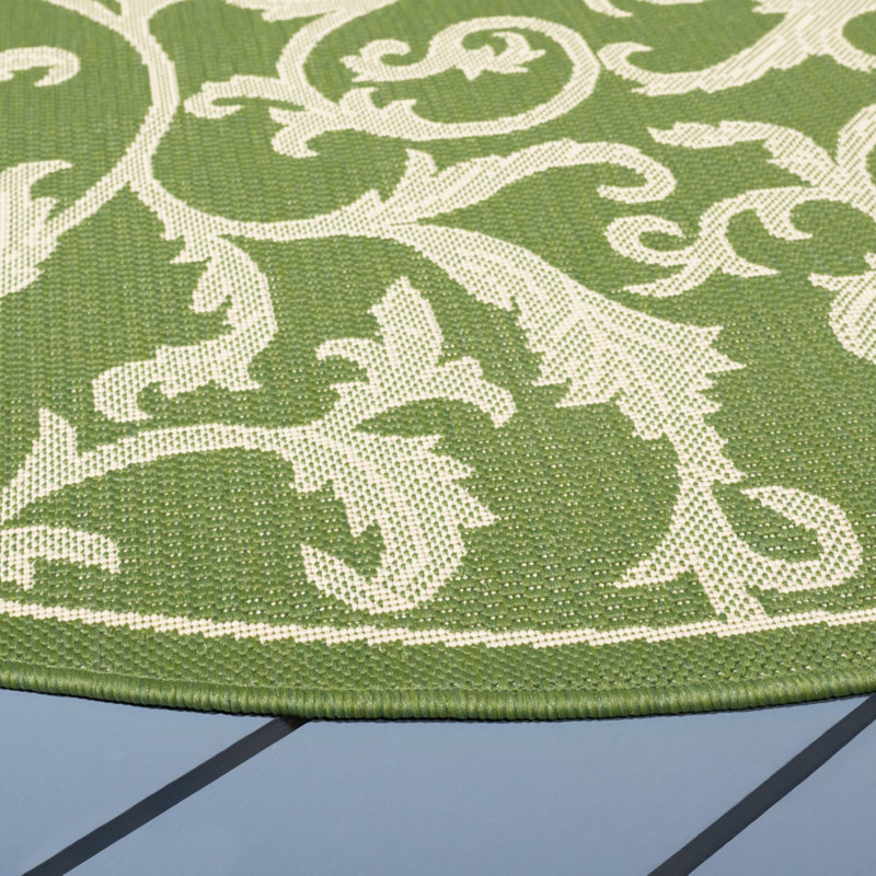 Herefordshire Performance Floral Indoor/Outdoor Area Rug, Round 6'7"