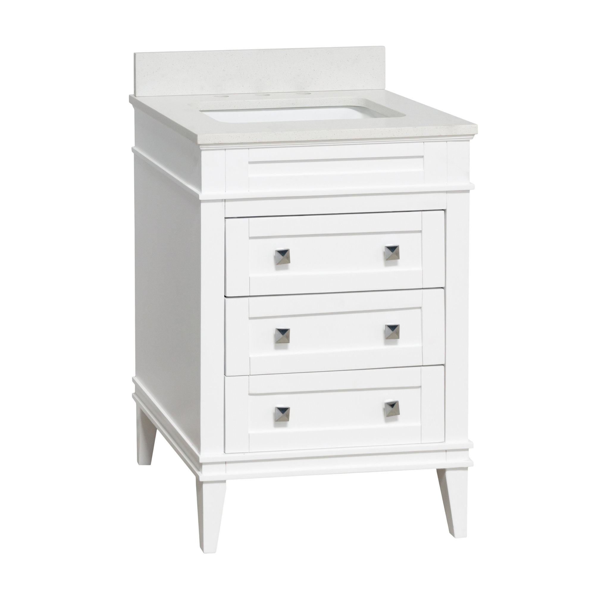 Frankfurt 24'' Single Bathroom Vanity, White, Quartz