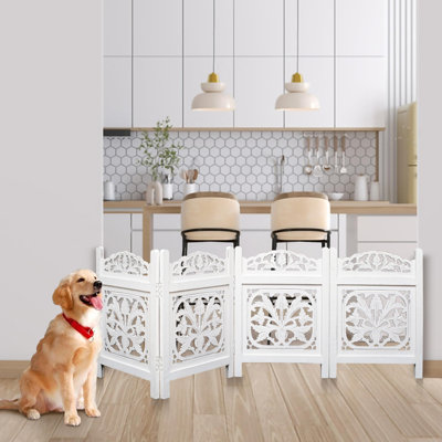 4-Panel Foldable Wooden Dog Gate