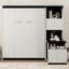 Lit double noir + blanc avec rangement pratique et bureau pour l'espace de décoration du salon, intérieur