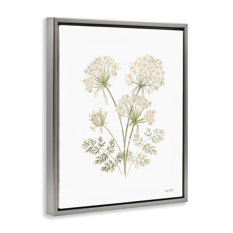 "Spring Dandelion Sprigs", art mural sur toile par House Fenway, Cadre flottant gris lustré, H 31 po x l 25 po