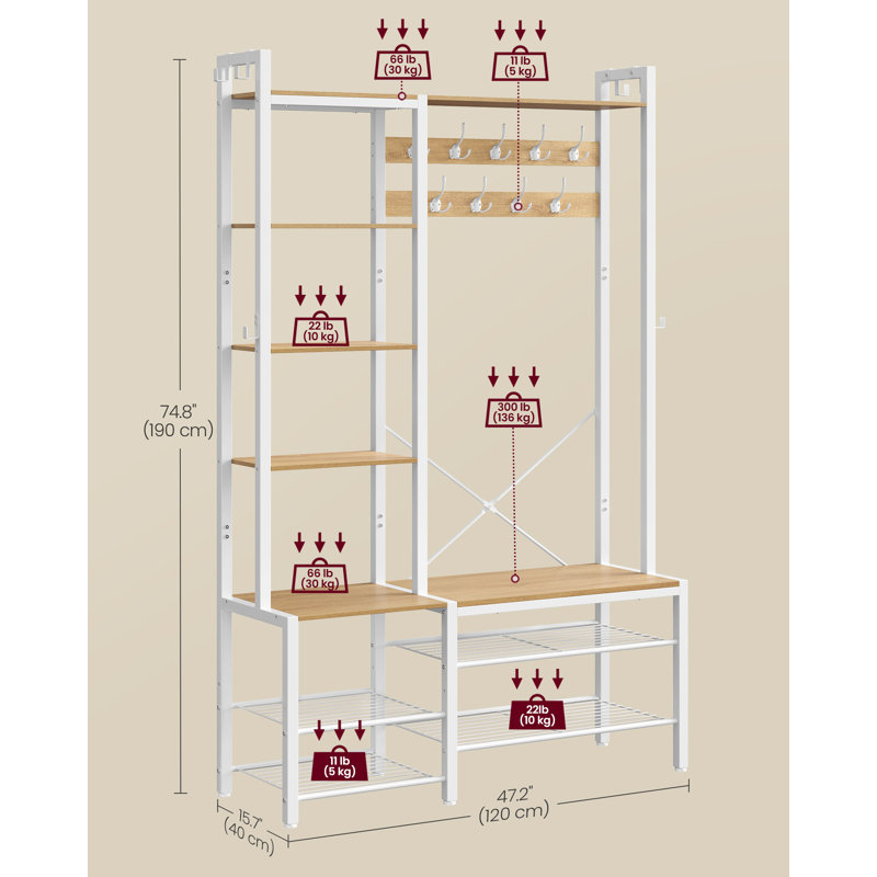 Andrian 120 cm W Hall Tree with Storage Bench and Shoe Storage
