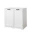 Armoire de buanderie autoportante avec portes, tablette réglable et panier inclinable pour un grand rangement