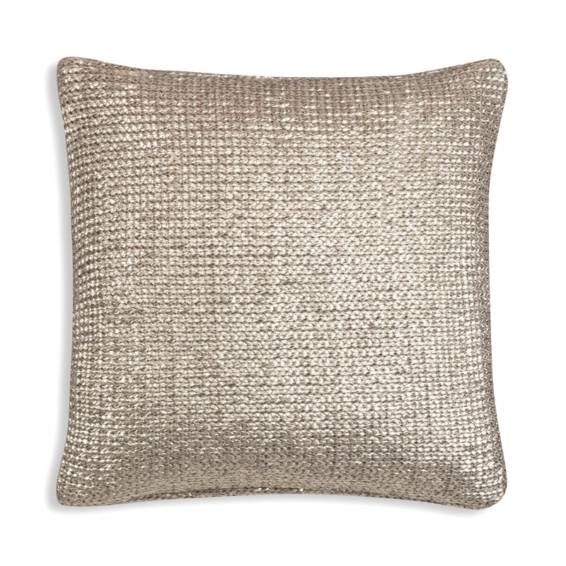 Cloud9 Design Piper Acrylic Knot Pillow Chunky Knit Foiled Metallic Accent Cushion, Gold