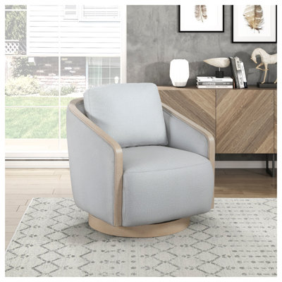Chaise d'appoint pivotante grise moderne avec structure en bois massif et siège à ressorts ensachés