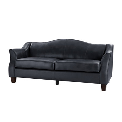Ashantae 81.5'' Traditional Genuine Leather Sofa with Solid Tapered Wood Legs