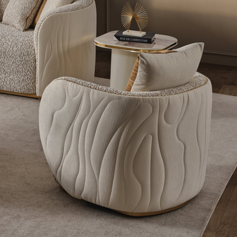 Gineverra Accent Chair - Biscotti/Ivory Gold