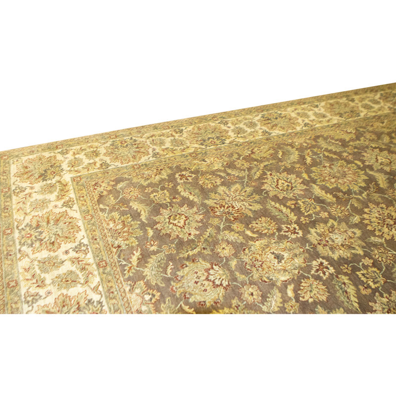 Tapis brun et ivoire de haute qualité noué à la main
