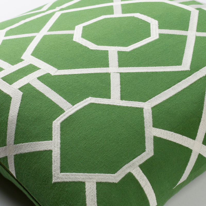 Kingdom Cotton Geometric 18" Throw Pillow Cover, Green/ White
